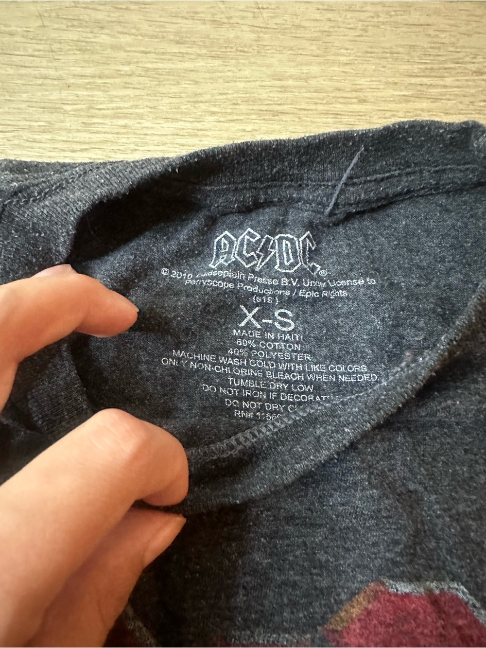 AC/DC Black Crewneck Tee with White Tag Print and Red Accent - Picture 3 of 3